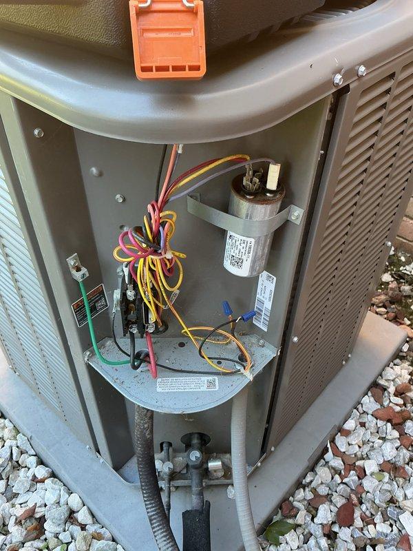 Completed MVP heating maintenance visit on 6-year-old furnace system. Performed comprehensive inspection of heating equipment and replaced dirty air filter with new filter to ensure proper airflow and system efficiency. Conducted simultaneous air conditioning system inspection on outdoor condensing unit, including examination of electrical connections, capacitor, control board, and refrigerant lines. Verified all wiring connections were secure and capacitor was functioning within specifications. Checked condensate drainage system and PVC piping for proper operation. Customer renewed membership during visit to continue coverage for future preventative maintenance services.