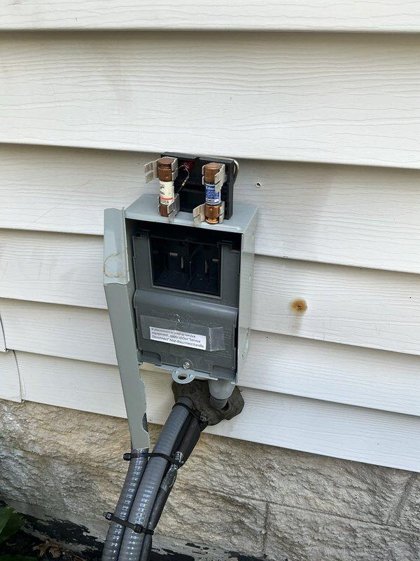 Completed MVP Cooling Maintenance on residential HVAC system. Performed comprehensive inspection of outdoor disconnect box, verifying proper fuse operation and electrical connections, and inspected indoor furnace unit including ductwork connections and system components. All equipment found operating within normal parameters with no deficiencies noted.