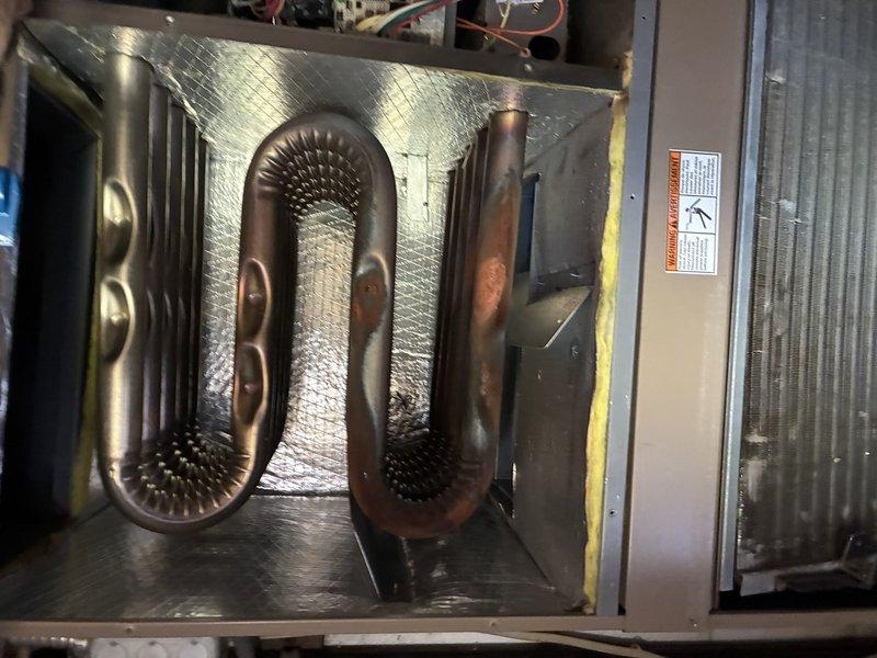 Completed comprehensive heating maintenance tune-up on 7-year-old Armstrong air handling unit in preparation for winter season. Performed full system inspection including heat exchanger evaluation, evaporator coil assessment, electrical connections check, and refrigerant line inspection. System tested and confirmed operational with all components functioning properly.