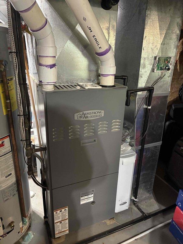 Completed comprehensive furnace tune-up on Armstrong Air unit, including inspection of blower assembly, fan wheel, and all operational components. All systems tested and found operating within normal parameters; recommended homeowner consider preventative maintenance program for continued optimal performance.