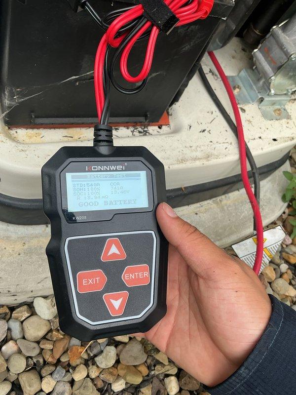 Completed scheduled maintenance on a 4-year-old Generac 18kW residential backup generator. Performed comprehensive system inspection including battery load testing, which confirmed good battery condition with acceptable voltage readings. Verified proper operation of all generator components, checked fluid levels, and inspected electrical connections. Unit is functioning within normal parameters and ready for automatic operation during power outages.