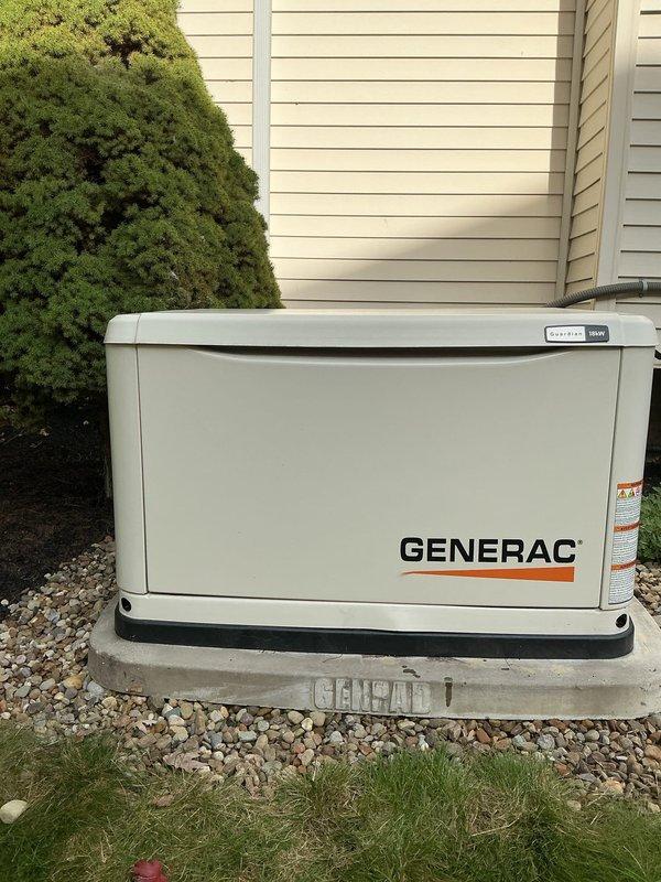 Completed scheduled maintenance on a 4-year-old Generac 18kW residential backup generator. Performed comprehensive system inspection including battery load testing, which confirmed good battery condition with acceptable voltage readings. Verified proper operation of all generator components, checked fluid levels, and inspected electrical connections. Unit is functioning within normal parameters and ready for automatic operation during power outages.