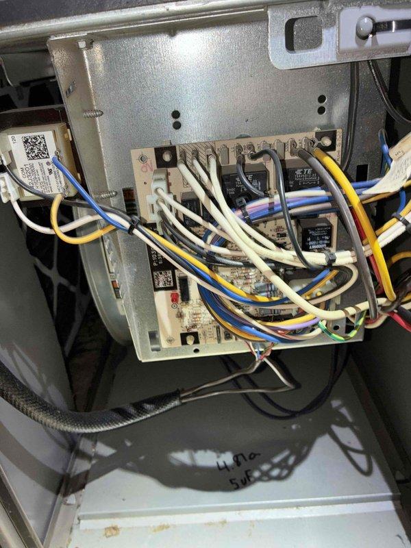 Completed scheduled MVP heating system maintenance visit. Performed diagnostic testing of electrical components using digital multimeter, verifying proper voltage readings at control board connections and motor assemblies. Inspected control board wiring, relays, contactors, and all terminal connections for secure attachment and proper operation. All system components found operating within normal parameters and heating unit confirmed functioning correctly.