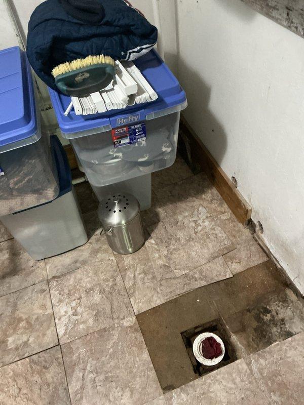 Conducted on-site assessment for relocating existing gas line and drainpipe to accommodate washer installation. Documented current floor drain location and access point in utility area, noting existing plumbing configuration and site conditions for preparation of relocation estimate.