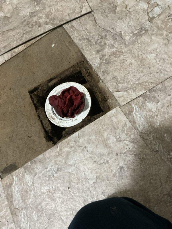 Conducted on-site assessment for relocating existing gas line and drainpipe to accommodate washer installation. Documented current floor drain location and access point in utility area, noting existing plumbing configuration and site conditions for preparation of relocation estimate.