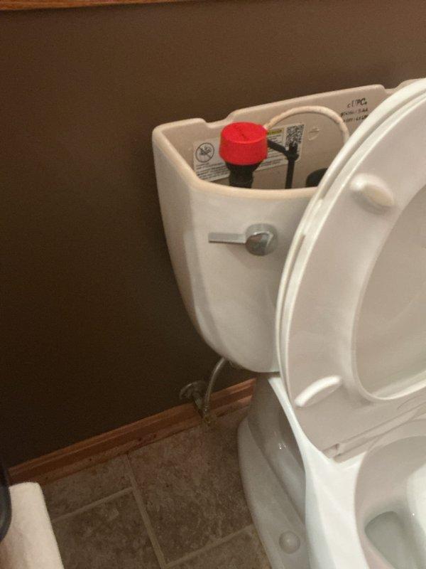 Responded to service call for multiple toilet issues throughout residence. Diagnosed and repaired malfunctioning float valve assembly on primary toilet that was causing continuous running. Replaced faulty fill valve with new unit to restore proper shutoff function. Inspected and replaced deteriorated toilet shutoff valve to ensure reliable water supply control. Re-secured two additional toilets to floor by replacing wax rings and reinstalling closet bolts to eliminate rocking and ensure proper sealing. All fixtures tested for proper operation and verified leak-free performance upon completion.