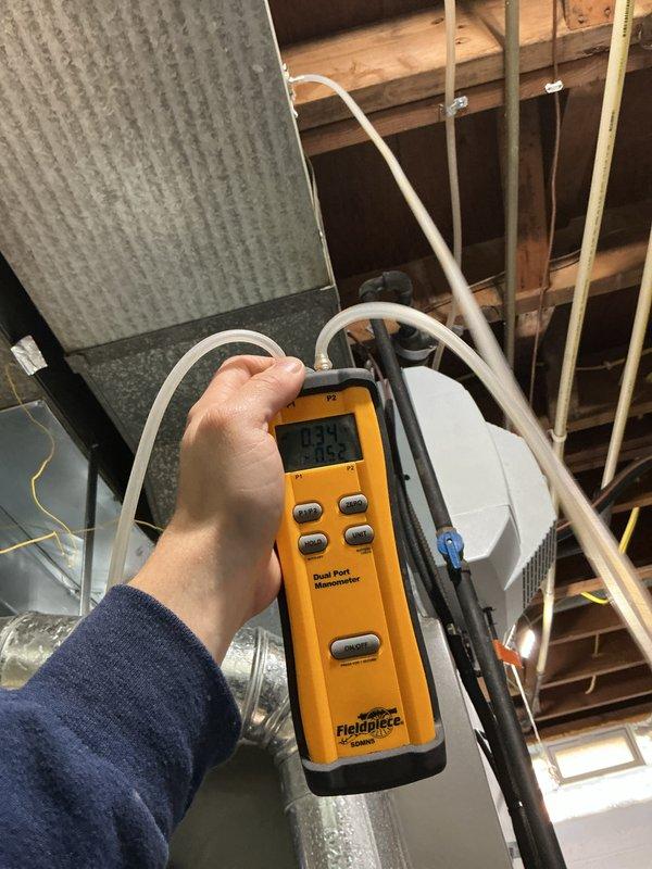 Completed MVP heating maintenance service. Performed comprehensive system diagnostics using dual port manometer to measure gas pressure at 439 units and conducted electrical testing with digital multimeter on control board circuits. Verified all wire connections, inspected HVAC components including ductwork and PVC condensate lines, and confirmed proper system operation.