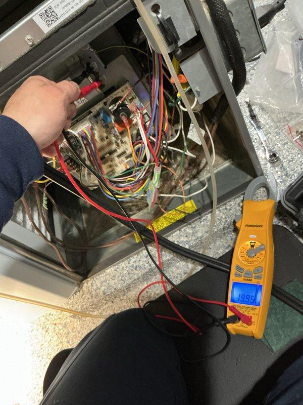 Completed MVP heating maintenance service. Performed comprehensive system diagnostics using dual port manometer to measure gas pressure at 439 units and conducted electrical testing with digital multimeter on control board circuits. Verified all wire connections, inspected HVAC components including ductwork and PVC condensate lines, and confirmed proper system operation.
