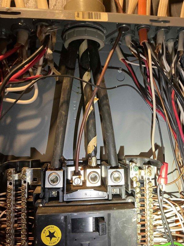 Completed electrical estimate for standby generator installation. Assessed existing outdoor generator pad location and mounting frame structure, evaluating site conditions including clearances and environmental factors. Inspected current electrical service panel configuration, documenting existing bus bar connections, terminal blocks, and available breaker positions to determine proper integration point for generator transfer switch and associated circuits.