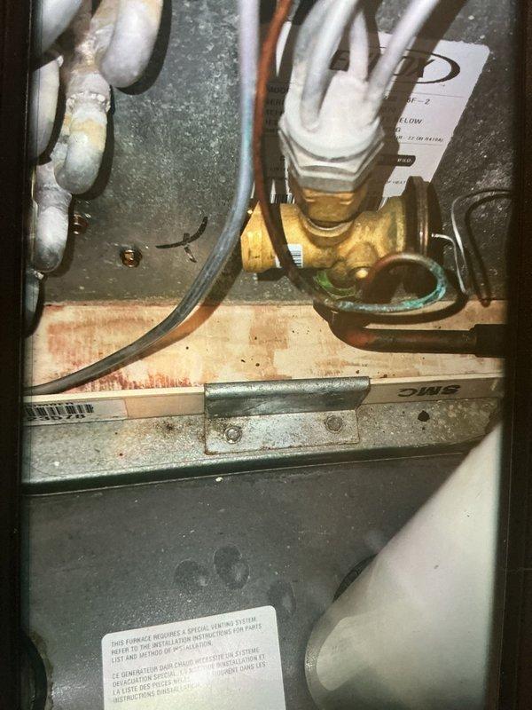 Completed comprehensive MVP heating maintenance on Lennox furnace system. Performed thorough inspection of all mechanical components including heat exchanger, blower assembly, and burner operation. Examined refrigerant lines, copper tubing connections, and brass valve assemblies for proper sealing and integrity. Verified electrical connections, tested safety controls, and confirmed proper venting system operation. Inspected PVC condensate drain lines and ensured all insulated pipes were secure. Unit tested and operating within manufacturer specifications with all safety systems functioning correctly.