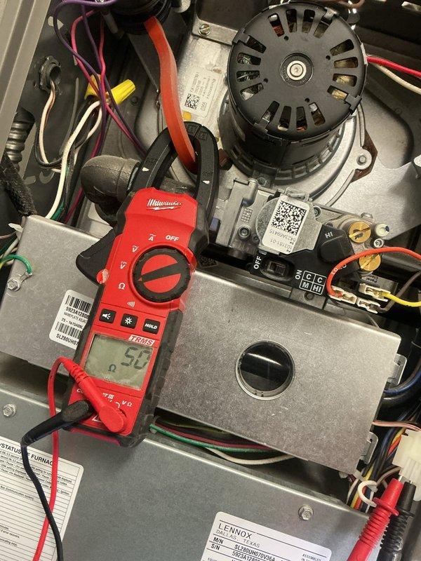 Completed comprehensive MVP heating maintenance on Lennox gas furnace located in basement. Performed full system inspection including visual examination of heat exchanger, burner assembly, and blower motor operation. Utilized clamp meter to verify electrical draws and confirm blower motor amperage within manufacturer specifications. Inspected all electrical connections, wire terminals, and control board components for proper function and secure connections. Checked supply and return air vents for adequate airflow. All system components operating within normal parameters at time of service.