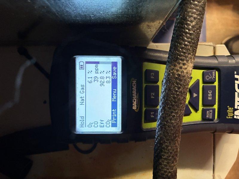 Completed scheduled furnace maintenance visit for residential heating system. Performed comprehensive diagnostic testing using combustion analyzer to verify natural gas furnace operation, measuring combustion efficiency, temperature readings, and pressure parameters. All system measurements recorded within normal operating ranges. Equipment inspection and preventive maintenance completed successfully with no issues identified.