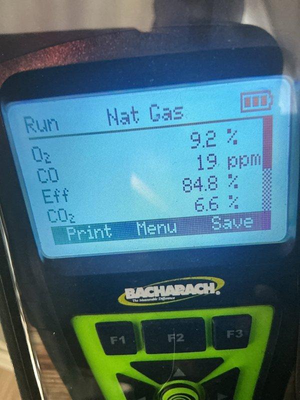 Completed comprehensive furnace tune-up on Lennox residential heating system, including full combustion analysis that verified optimal performance with CO readings at 84.8% and O2 at 19 ppm. Installed new AprilAire filter to ensure proper airflow and system efficiency. All safety checks passed and unit operating within manufacturer specifications.