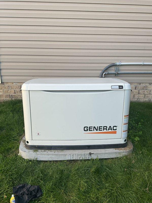 Performed scheduled maintenance on residential Generac backup generator. Completed standard maintenance procedures including inspection of control panel, verification of "Ready to Run" status on the Evolution controller, and visual assessment of all external components, exhaust system, and mounting pad. Unit operating within normal parameters with all safety systems functional.