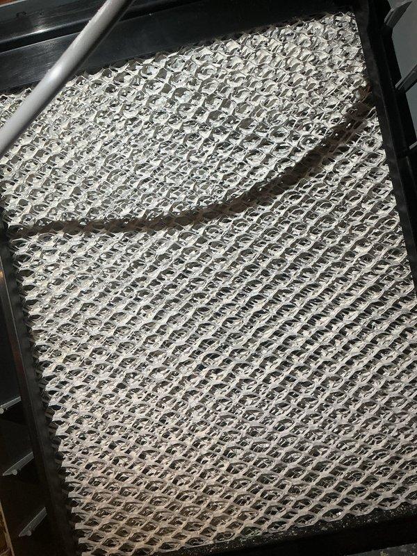Completed comprehensive MVP Heat maintenance service on heating system. Inspected and documented air filter condition, noting moderate dust accumulation and discoloration across filter media within air handler unit. Performed diagnostic measurements using digital testing equipment on HVAC components to verify proper system operation and performance parameters.
