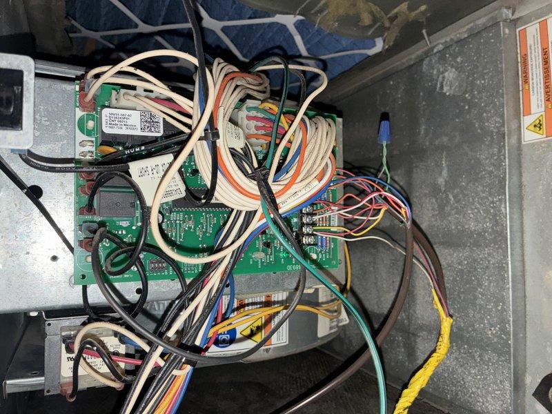 Completed annual heating maintenance on a 12-year-old furnace system. Performed comprehensive inspection of blower assembly and squirrel cage fan, noting dust accumulation on blades which was cleaned during service. Inspected control board, electrical connections, and wiring harness; all components found to be functioning properly with no immediate concerns identified.