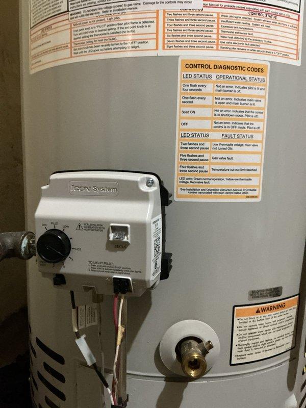 Responded to no-ignition complaint on 15-year-old Bradford White gas water heater. Upon arrival, performed diagnostic evaluation of the unit's ignition system and gas control valve assembly. Inspected the FGCV (Flammable Vapor Ignition Resistant) control system, including the electronic ignition module, thermocouple/flame sensor, and gas valve operation. Reviewed diagnostic LED codes on the control panel to identify fault conditions. Tested gas supply pressure and verified proper venting configuration with metal flue pipe. Examined all safety interlocks and thermal limit switches. Assessed the condition of the burner assembly, pilot orifice, and main burner for debris or corrosion that could prevent ignition. Verified electrical connections to the control module were secure and properly grounded. Provided customer with diagnostic findings and repair recommendations for restoring hot water service to the residence.
