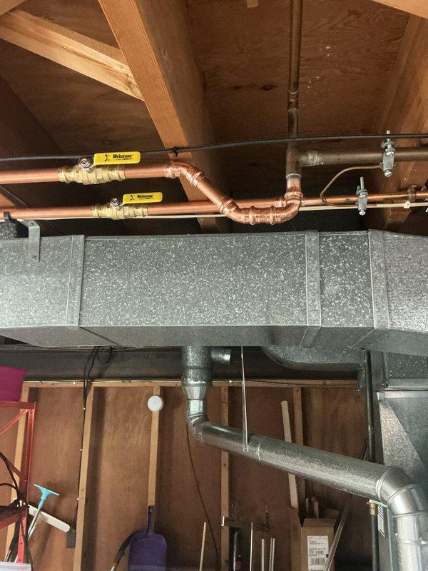 Completed comprehensive plumbing installation and repair work including installation of a city water softener system with associated tubing and connections. Installed new laundry sink with proper drainage and water supply connections. Replaced corroded water supply lines throughout the affected areas to ensure proper water flow and prevent future leaks. Performed air pressure testing on the gas line system to verify integrity and safety, followed by lighting all pilot lights on gas appliances. All materials were staged and prepared prior to installation, including delivery of ten bags of water softener salt for system startup and operation.