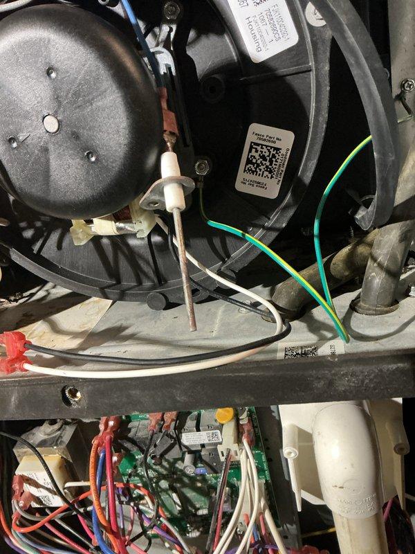 Completed scheduled MVP heating maintenance on gas furnace system. Performed comprehensive inspection of blower motor assembly, verified all electrical connections and wiring harnesses, and examined control board functionality. All components found operating within normal parameters with no immediate service needs identified.