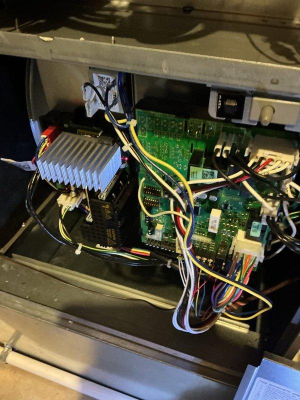 Performed seasonal cooling maintenance on the Lennox high-efficiency furnace and air handler system, inspecting the control board, wiring harness, and electrical connections for signs of damage, burning, or loose terminals, with all components found secure and in good condition. Verified the PVC condensate drain line and vent piping were intact and free of cracks, leaks, or obstructions, and confirmed no frost, rust, or visible damage on the unit or surrounding ductwork and return plenum.