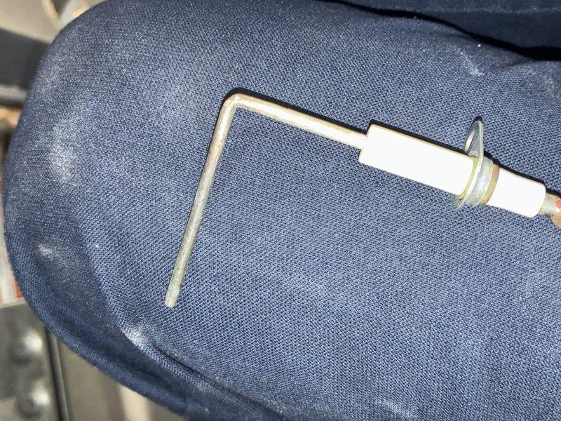 Performed annual furnace maintenance, including inspection and cleaning of the flame sensor to remove oxidation and corrosion buildup for reliable flame rectification. Conducted combustion analysis on natural gas operation, recording O2 at 7.1%, CO2 at 7.8%, CO at 16 ppm, and steady-state efficiency of 95.2%, all within acceptable operating parameters.