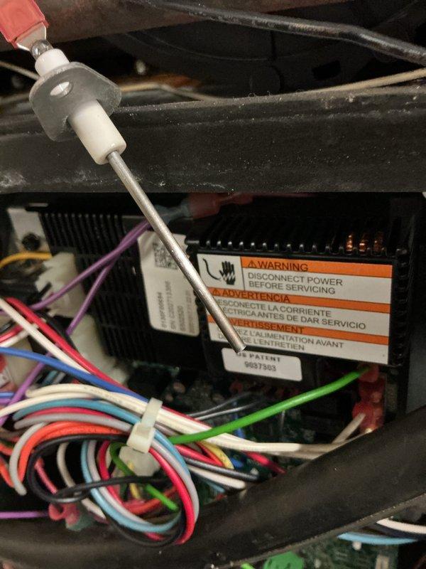 Performed annual heating maintenance on the gas furnace, including inspection of the draft inducer assembly, pressure switches, gas valve, and vent transition, and verified gas pressure and draft readings with a dual-port digital manometer. Inspected and cleaned the flame sensor and checked the integrated control board and wiring harness for proper connections, with no damage observed. Noted light surface rust and dust accumulation on the cabinet interior and corrosion on a copper line, which should be monitored at future visits.