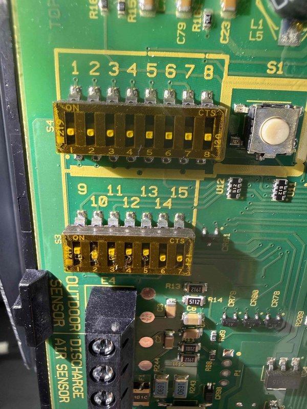 Performed scheduled heating maintenance on a 5-year-old Lennox EL296UH110XV48C gas furnace located in the basement. Inspected the integrated control board, including DIP switch configuration and outdoor/discharge air sensor terminals, and found no signs of burn marks, corrosion, or damage. Inspected the blower wheel, which showed light dust and grime buildup with no rust or physical damage, and verified the unit is operating properly.