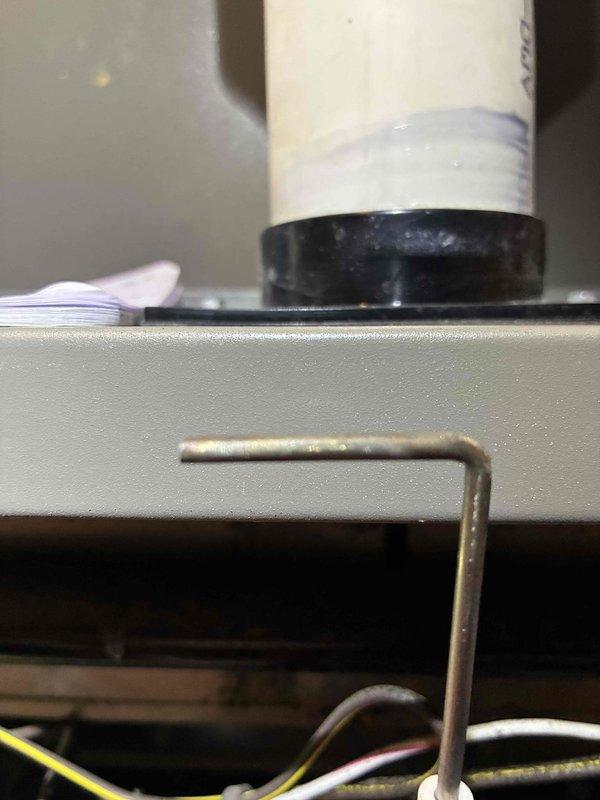 Performed MVP furnace maintenance, including inspection and cleaning of the blower wheel and housing to remove accumulated dust and debris that restricted airflow. Inspected the condensate drain PVC connections and fittings, and checked the flame sensor rod and associated wiring and ceramic insulator, finding no signs of rust, frost, or significant damage.