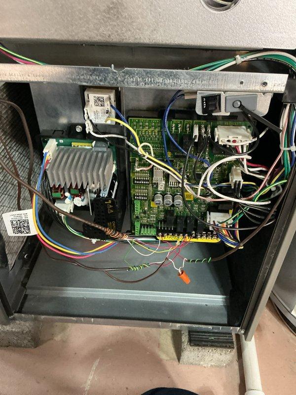 Performed annual maintenance tune-up on a Lennox gas furnace less than one year old, inspecting the control compartment, integrated control board, wiring connections, and splices for secure terminations. Verified the flue piping, gas line and shutoff valve, condensate/PVC drain piping, and electrical disconnect were properly installed with no visible leaks, corrosion, or damage. Unit is in good condition and operating normally.