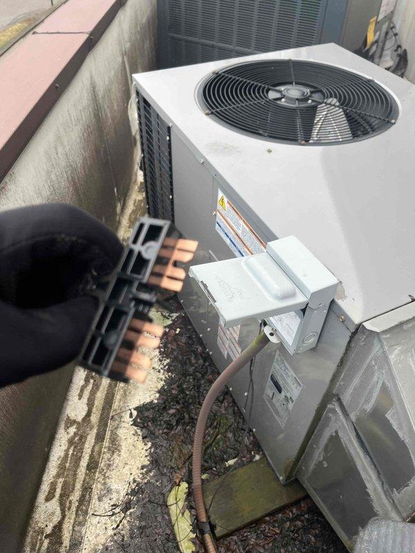 Completed regular filter replacement for customer on 65w unit. During service, noted significant dirt/debris buildup along evaporator coil base and inspected outdoor condensing unit. Recommended full maintenance service to address coil contamination and optimize system performance, though this was not performed during this visit.