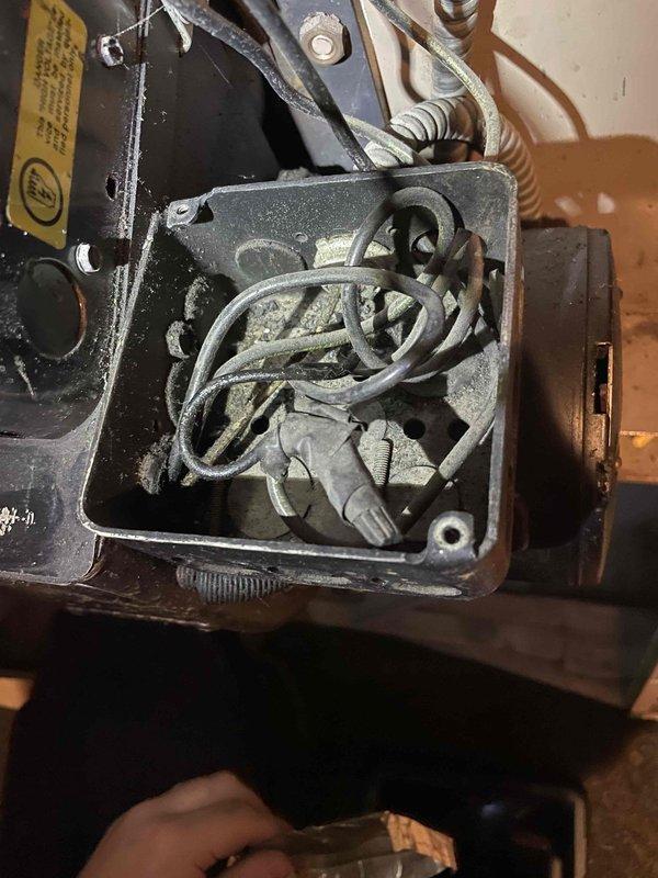 Diagnosed no heat issue on oil furnace system with significant oxidation at plumbing junctions. Discovered faulty wiring connections in the terminal block causing system failure. Cleaned electrical contacts, rewired terminal connections, and verified proper operation of heating cycle. System now functioning correctly.