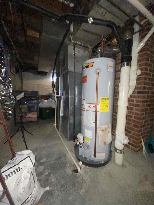 Responded to a service call regarding furnace operational issues where unit was turning on but not producing heat before cycling off. Visual inspection of mechanical room revealed furnace system with connected ductwork in basement utility area. Diagnostic evaluation completed and replacement estimate provided to customer (Nancy Lagucki). Offered buyback option for additional diagnostic work as needed.