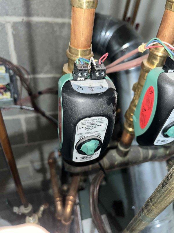 Diagnosed recently installed boiler with no heat issue. Inspection revealed circulation pump malfunction and electrical connectivity problems at junction box. Repaired faulty wiring connections, replaced defective pump, and verified proper system operation with normal heat output restored.