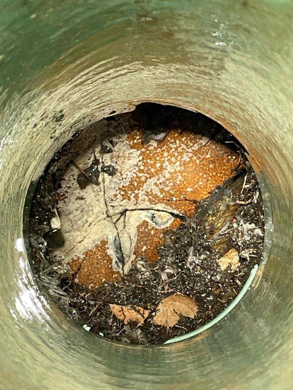 Responded to service call at Unit 4 regarding clogged drain. Visual inspection revealed significant buildup of sediment, rust deposits, and organic debris accumulating within drain pipe, causing blockage and leakage. Successfully cleared obstruction and restored proper drainage function.