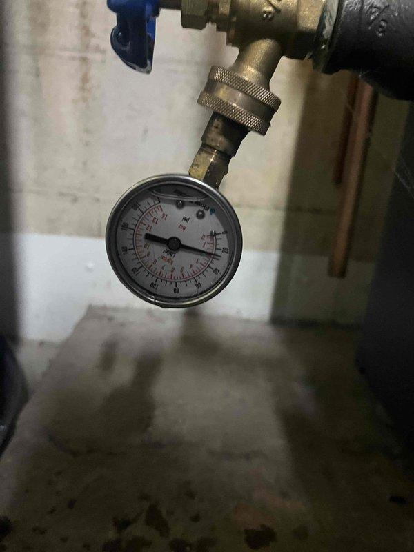 Performed scheduled heating maintenance service on club member's system. Conducted pressure testing on water lines with gauge, showing normal operating pressure. Inspected heat exchanger which displayed signs of aging with notable surface corrosion on the fins, but remains functional. System is operational with recommended continued monitoring of the heat exchanger condition.