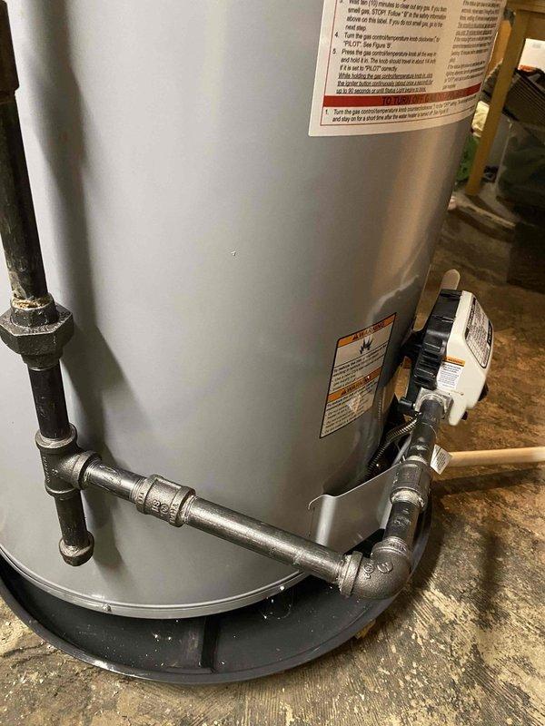 Completed installation of Gas Standard 50G Water Heater as per previous sale. System included proper connection to existing copper supply lines, expansion tank (70 psi), and appropriate venting. Verified all connections, tested operation, and confirmed no leaks in the completed installation.