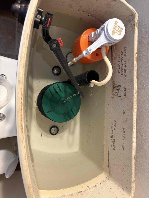 Responded to callback for toilet running every 15 minutes. Inspection revealed worn flapper gasket causing intermittent water leakage. Replaced flapper gasket to restore proper tank seal and eliminate cycling issue. Verified proper operation before completing service.
