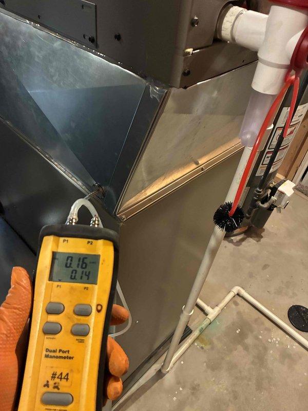 Completed furnace installation as return service requested by Greg (sold) and flipped by Jeff. Performed static pressure testing with readings of 0.16/0.14 WC and gas pressure measurement showing 1029 reading. Retrieved Jeff limit switch as specified in work order.