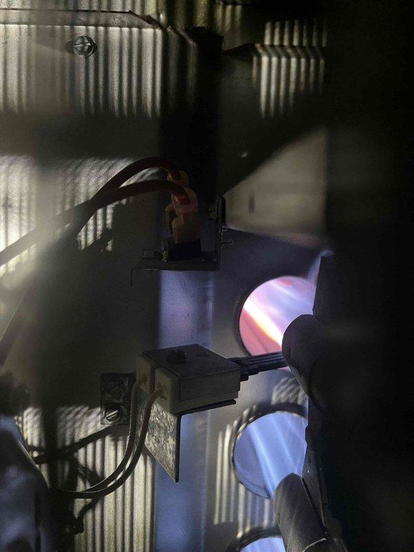 Responded to service call for furnace blowing cold air. Performed diagnostic inspection of heating system, identifying issue with control board/flame sensor. Repaired electrical connections on circuit board and tested system operation, confirming proper heat production. Discussed maintenance plan options with customer to prevent future issues.