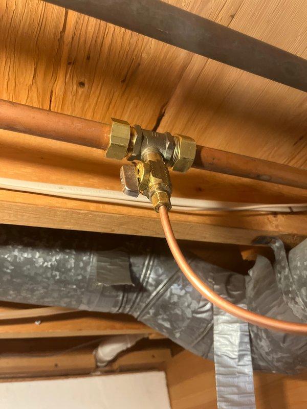 Successfully completed the follow-up service call to install a new humidifier unit on the customer's HVAC system as sold by Jeff. Mounted the replacement humidifier to the side of the central air handler, ensuring proper connection to the existing ductwork and securing all flexible metallic duct connections with appropriate tape. Connected the water supply line using copper piping with brass fittings to provide adequate water delivery to the humidification system.