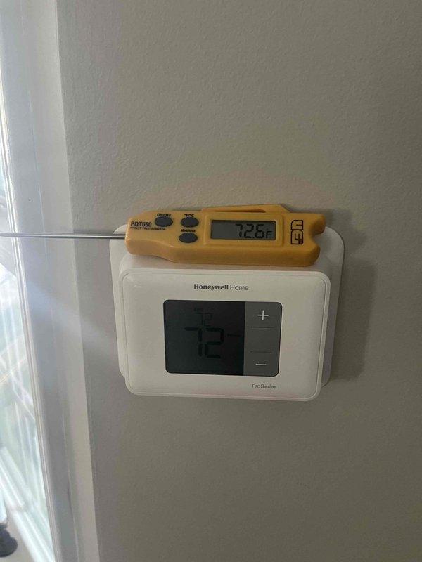 Responded to customer complaint regarding gas boiler thermostat limitation. Conducted diagnostic testing using calibrated probe thermometer, comparing readings against thermostat display. Verified thermostat was properly calibrated with actual temperature readings matching display values within acceptable tolerance (±1.6°F). Resolved issue by adjusting temperature setting parameters to allow higher temperature settings as requested by customer.