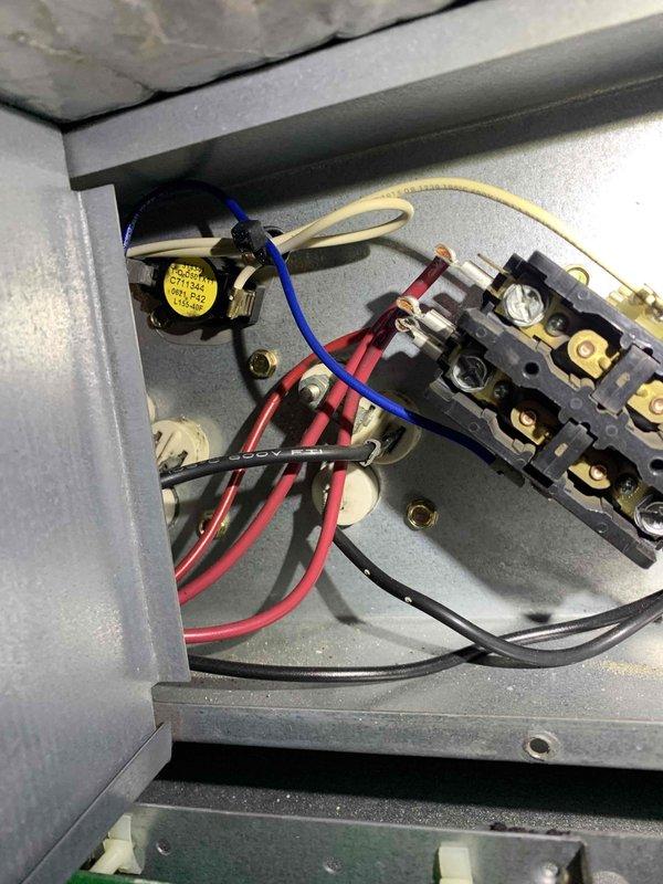 Inspected heat pump system that was running continuously. Diagnosed issue with thermostat auxiliary heat source settings. Accessed electrical panel to verify wiring connections and checked exterior unit for proper operation. Adjusted thermostat programming to properly engage auxiliary heat during appropriate conditions, resolving continuous operation issue.