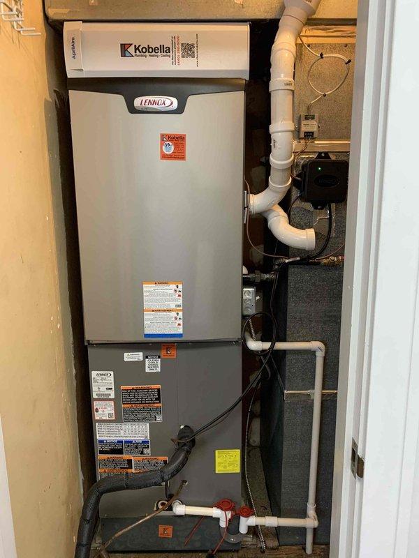 Completed routine heating maintenance service on Lennox furnace/air handler system with Kobella component. Inspected electronic control board and all wire connections for proper function. Member renewed maintenance club agreement for next scheduled visit.