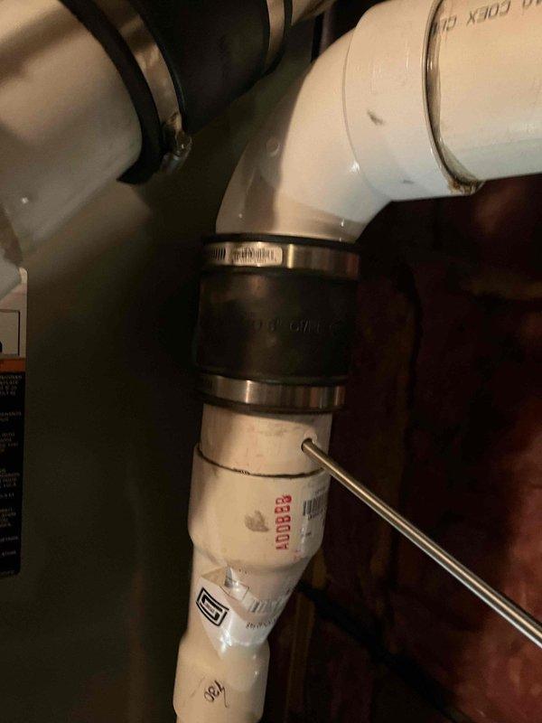 Responded to no heat call for Amana furnace. Investigated gas valve assembly and discovered faulty thermocouple connection causing pilot light failure. Replaced thermocouple and verified proper gas flow through the valve. Also inspected and secured loose PVC condensate drain connection with metal clamps to prevent future leakage. System now operating correctly with proper airflow through vents.