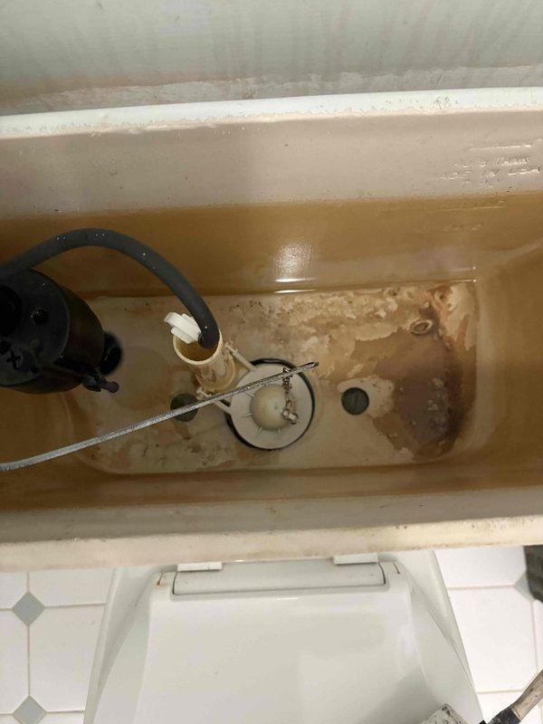 Completed return service call to address multiple plumbing issues: installed new P-trap in second floor bathroom, serviced toilet in jack and jill bathroom, and performed partial rebuild of toilet in half bath near kitchen due to significant mineral buildup and deterioration of internal components.