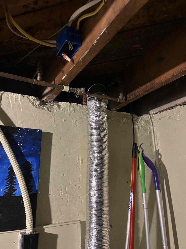 Conducted regular plumbing membership maintenance visit to address slow bathroom drains. Inspected kitchen sink drainage system and basement dryer vent ductwork. Performed standard drain maintenance procedures and verified proper venting configuration of flexible metallic ductwork in utility area.