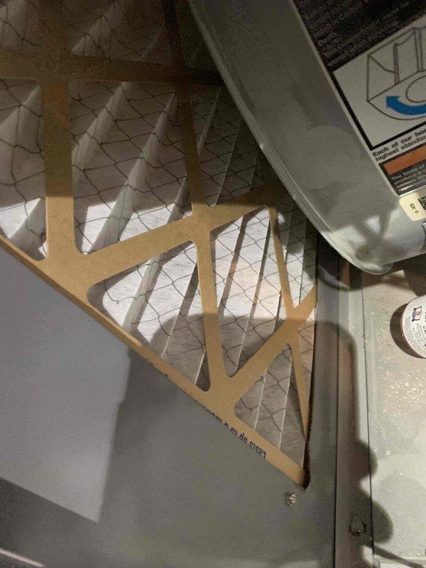 Responded to customer complaint of furnace shutting off prematurely and blowing cold air. Inspection revealed clogged air filter restricting airflow. Performed voltage testing with multimeter confirming proper electrical operation at 2.9V. Replaced filter and cycled system to verify proper heating function was restored.