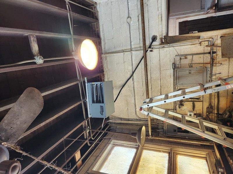 Returned to site to complete installation of garage heater previously sold by Justin. Inspected the unfinished space with exposed ceiling beams where unit will be mounted. Coordinated scheduling with Jackie and roofing company who will be available Tuesday through Friday for necessary roof penetrations.