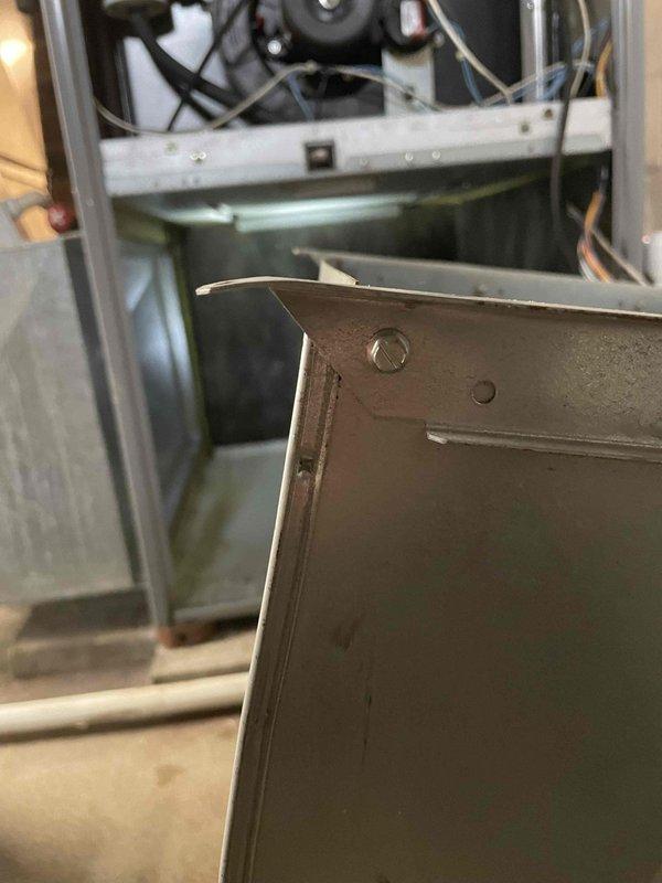 Performed diagnostic inspection of furnace in response to customer report of increased operational noise. Visual examination revealed dust accumulation on blower wheel and housing components. Cleaned blower assembly to reduce noise and improve system efficiency. Unit is now operating properly and providing adequate heat.