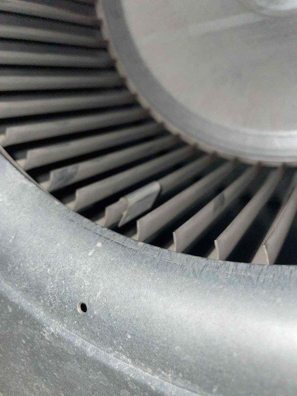 Performed diagnostic inspection of furnace in response to customer report of increased operational noise. Visual examination revealed dust accumulation on blower wheel and housing components. Cleaned blower assembly to reduce noise and improve system efficiency. Unit is now operating properly and providing adequate heat.